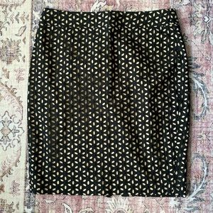 Floral black and cream pencil skirt